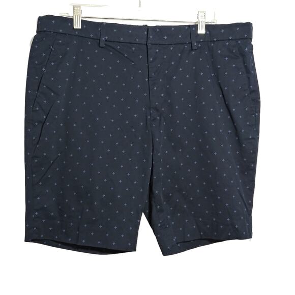 Uniqlo Chino Stretch Slim Navy Patterned Shorts Casual Size XL - Picture 1 of 5